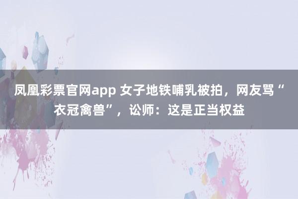 凤凰彩票官网app 女子地铁哺乳被拍，网友骂“衣冠禽兽”，讼师：这是正当权益