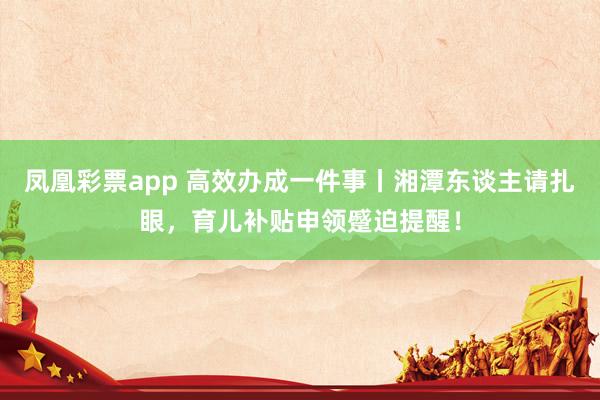 凤凰彩票app 高效办成一件事丨湘潭东谈主请扎眼，育儿补贴申领蹙迫提醒！