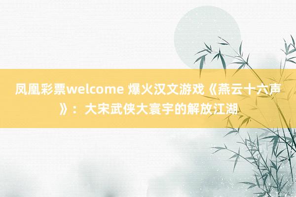 凤凰彩票welcome 爆火汉文游戏《燕云十六声》：大宋武侠大寰宇的解放江湖