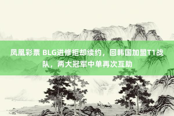 凤凰彩票 BLG进修拒却续约，回韩国加盟T1战队，两大冠军中单再次互助