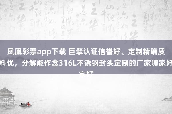 凤凰彩票app下载 巨擘认证信誉好、定制精确质料优，分解能作念316L不锈钢封头定制的厂家哪家好